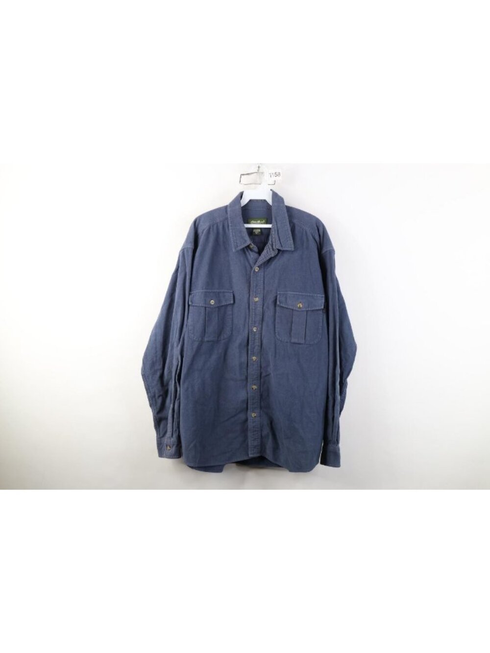 Vintage Eddie Bauer Mens XL Faded Heavy Chamois Cloth Flannel Button Shirt Blue